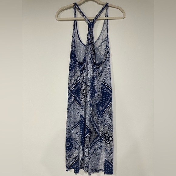 LAUREN Ralph Lauren Summer Racerback White & Blue Bandana Print Dress Large - Picture 2 of 5